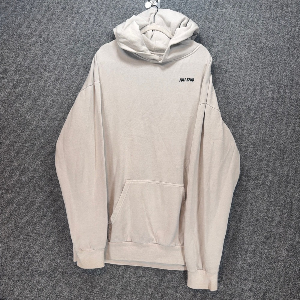 Full Send Hoodie Mens 2XL Beige Embroidered Logo Nelk Boys Pullover Sweatshirt